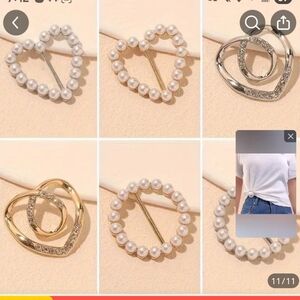 Elegant Faux Pearl Brooch Set - Gold and White